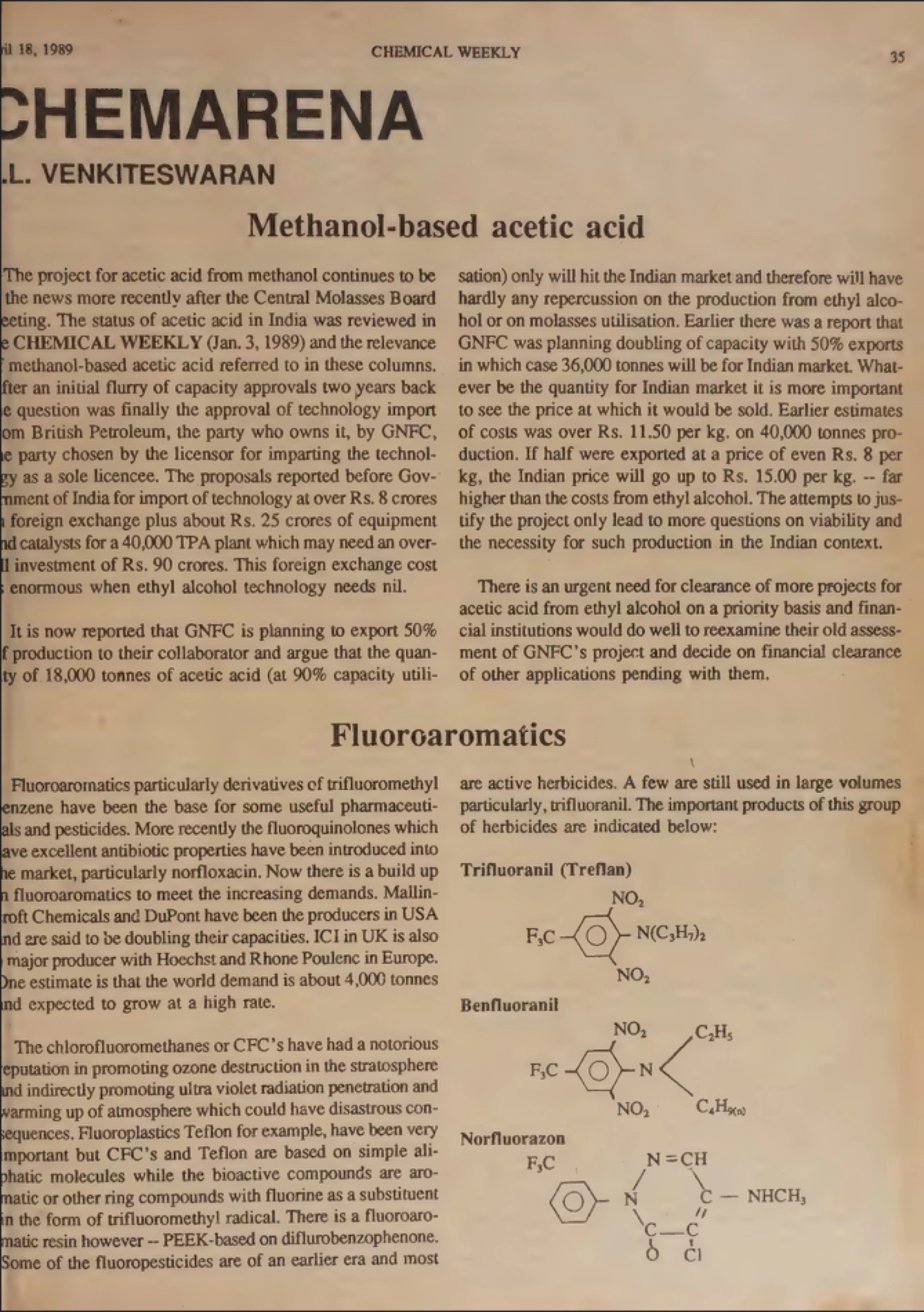 Chemical Weekly: source document with bounding boxes